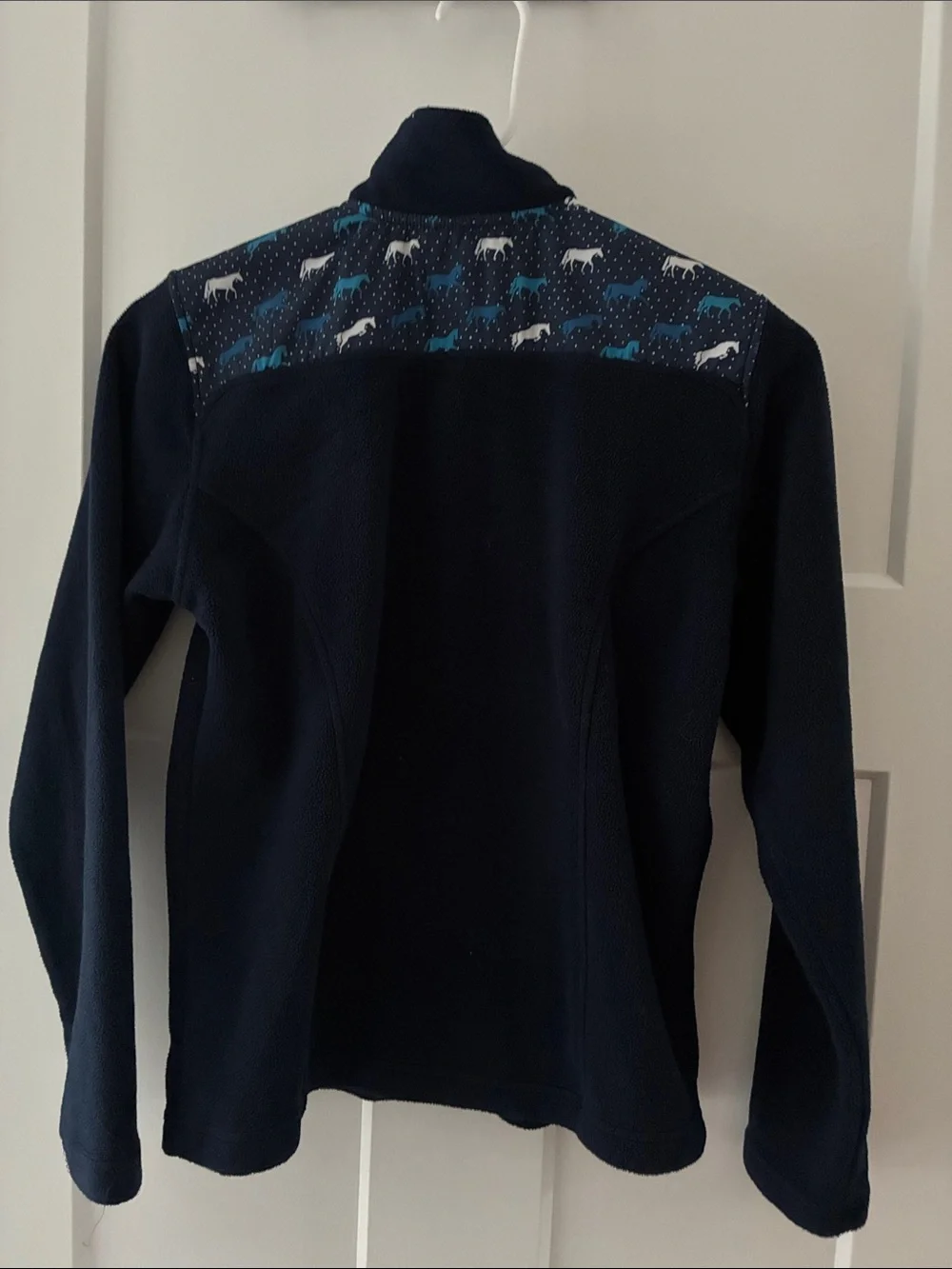 Ariat Kids Navy Blue Full-Zip Fleece Jacket with Horse Print Yoke